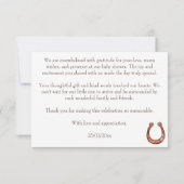 ゴーベビー行く馬ダービー馬乗り赤ちゃんシャワー サンキューカード (裏面)