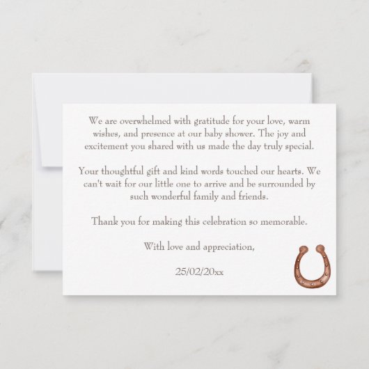 ゴーベビー行く馬ダービー馬乗り赤ちゃんシャワー サンキューカード (裏面)