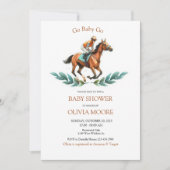 ゴーベビー行く、緑の馬のレース赤ちゃんシャワー 招待状 (正面)