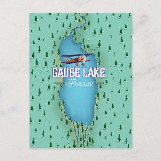 ゴーベ湖フランスヴィンテージ旅行ポスター ポストカード (正面)