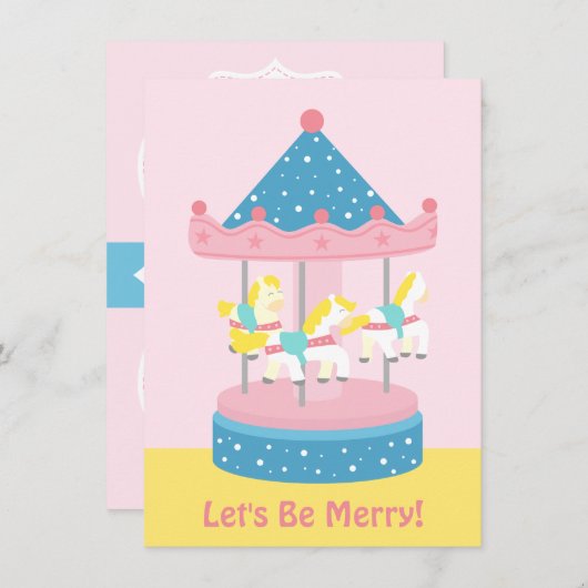 ゴーメリーラウンド回転木馬ガールズ誕生パーティー 招待状 (正面/裏面)