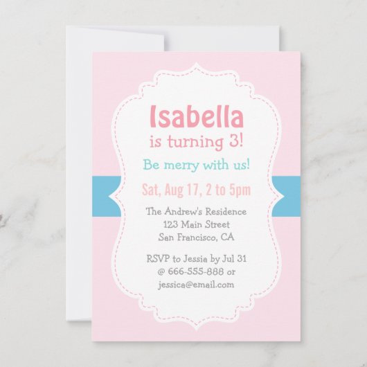 ゴーメリーラウンド回転木馬ガールズ誕生パーティー 招待状 (裏面)