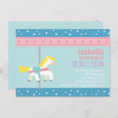 ゴーメリー·ラウンド·ガール·回転木馬·バースデー·パーティー 招待状 (正面/裏面)