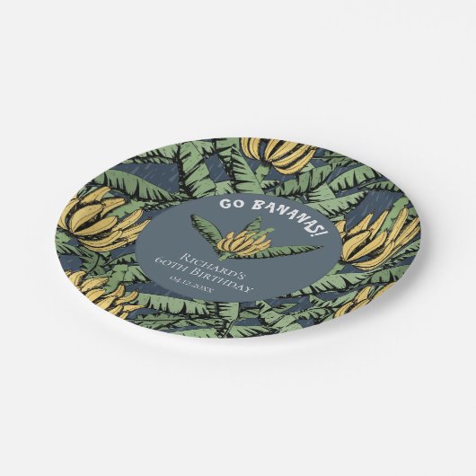 ゴーモダンバナナスネイビーブルーイエローバナナ離れ ペーパープレート (アングル)