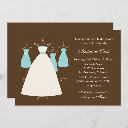 ゴーモダンンズブライダルシャワー招待状-ターコイズ 招待状 (正面/裏面)