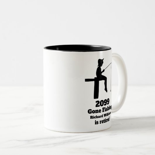 ゴーモダン魚釣り座退職したり漁師ギフト ツートーンマグカップ (正面右)