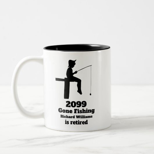 ゴーモダン魚釣り座退職したり漁師ギフト ツートーンマグカップ (左)