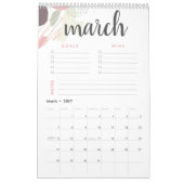 ゴールとウィンパステル抽象芸術 カレンダー (3月 2027)