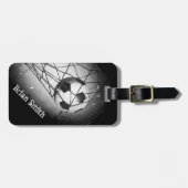 ゴールのクールなヴィンテージのグランジなフットボール ラゲッジタグ (正面横)