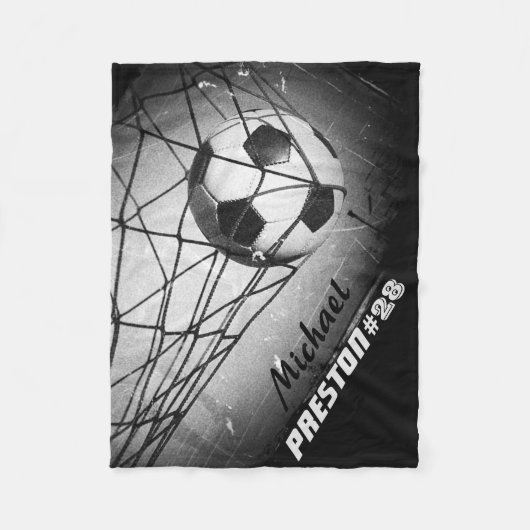 ゴールのパーソナライズでクールなヴィンテージのグランジなフットボール フリースブランケット (正面)