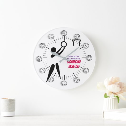 ゴールの射手のClipartのやる気を起こさせるな引用文のネットボール ラージ壁時計 (ホーム)