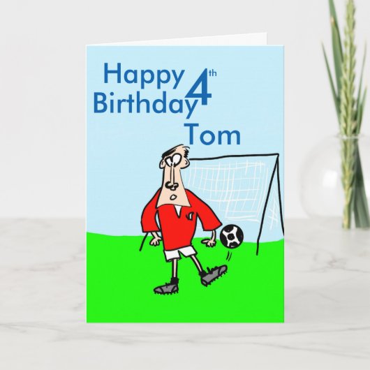 ゴールの後ろでフィールド上の漫画サッカー カード (正面)