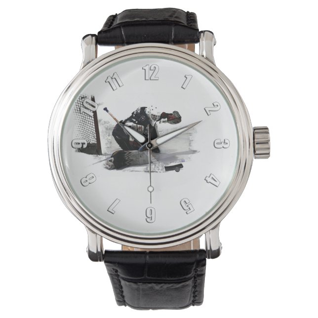 ゴールは無い！-ホッケー選手 腕時計 (正面)