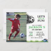 ゴールへのキックオフ!サッカー5歳の誕生日パーティー 招待状 (正面)