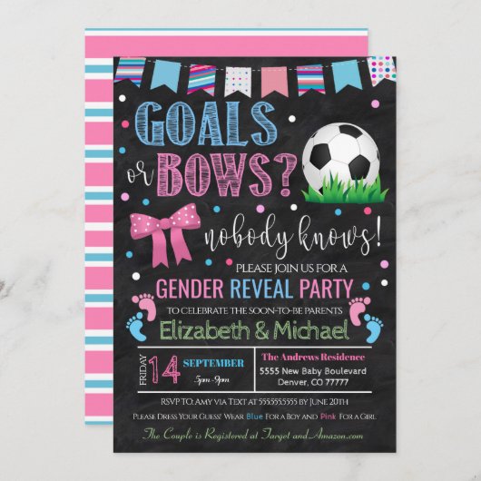 ゴールまたはボウズジェンダーリビール招待状 招待状 (正面/裏面)