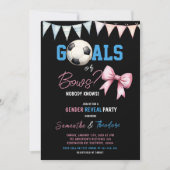 ゴールまたはボウズ男の子または女の子サッカー性別の明け 招待状 (正面)