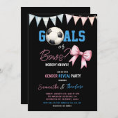 ゴールまたはボウズ男の子または女の子サッカー性別の明け 招待状 (正面/裏面)