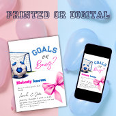 ゴールまたはボーズブルーまたはピンクサッカー性別の表示 招待状