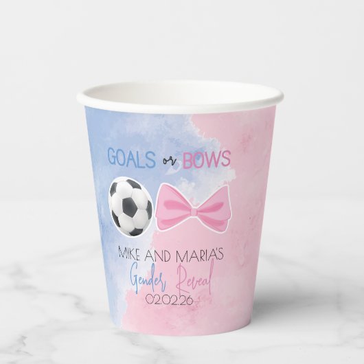 ゴールまたは弓ジェンダーのパーティーを明らかにする 紙コップ (正面)