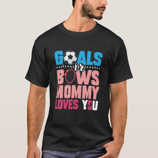ゴールまたは弓ママ愛あなたおもしろいベビー性別 Tシャツ (正面)