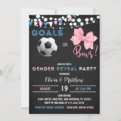 ゴールまたは弓、サッカー性別がパーティーを明かす 招待状 (正面)