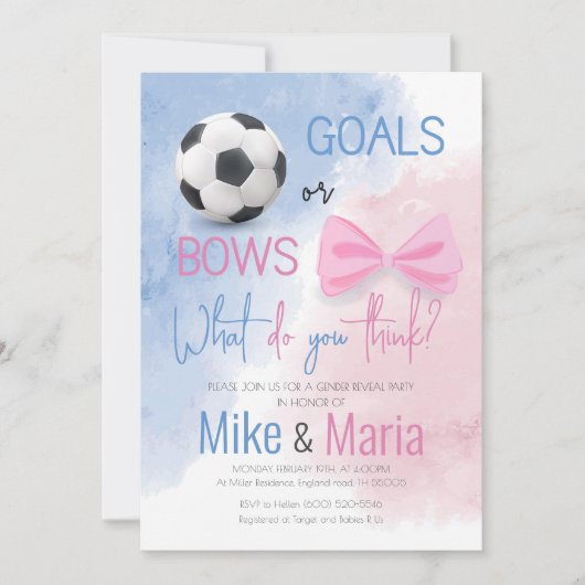 ゴールまたは湾曲性別による招待の表示 招待状 (正面)