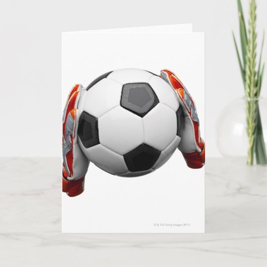 ゴールを持っている2人のサッカーのキーパーの手袋 カード (正面)