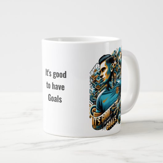 ゴールを持って、より大きく生きる – 感動的 Mag ジャンボコーヒーマグカップ (正面右)