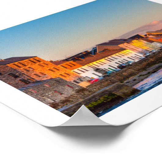 ゴールウェイのウォーターフロントで夕日 – アイルランド – ミニ ポスター (角)