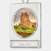 ゴールウェイ、アイルランド旅行アートウォーターカラーオーナメント シルバープレートバナーオーナメント (左)