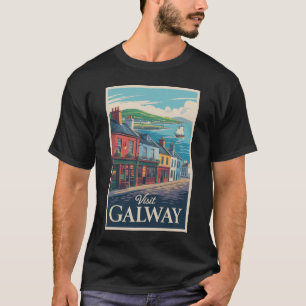 ゴールウェイ アイルランド イラスト 旅行 アート ヴィンテージ Tシャツ