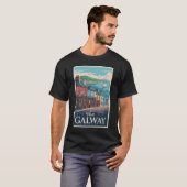 ゴールウェイ アイルランド イラスト 旅行 アート ヴィンテージ Tシャツ (正面フル)
