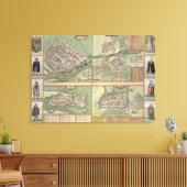 ゴールウェイ、ダブリン、リメリック、コルクの地図。 キャンバスプリント (インサイチュ (リビング))