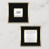 ゴールエレガントデンフレームブラック名刺 スクエア名刺 (正面/裏面)