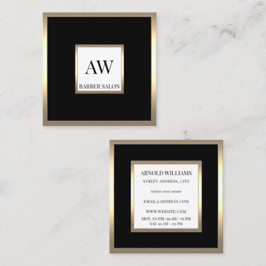 ゴールエレガントデンフレームブラック名刺 スクエア名刺 (正面/裏面)