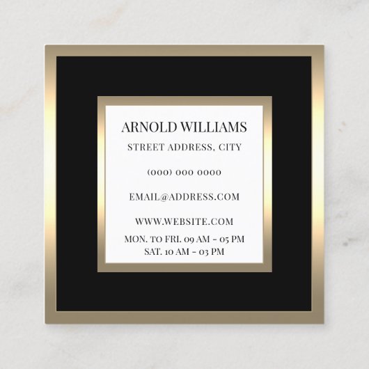 ゴールエレガントデンフレームブラック名刺 スクエア名刺 (裏面)