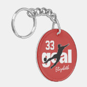 ゴールガールズサッカー任意の色ダッフェルラベル キーホルダー (正面左)