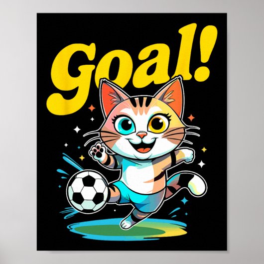ゴールキティ可愛いサッカー猫子供服ボーイズ用A ポスター (正面)