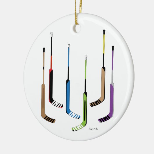 ゴールキーパーのアイスホッケー用スティック セラミックオーナメント (左)