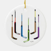 ゴールキーパーのアイスホッケー用スティック セラミックオーナメント (裏面)