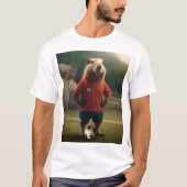 「ゴールゲッター:サッカーのスターキャピバラ」 Tシャツ (正面)