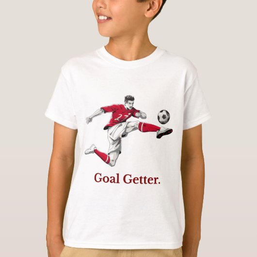 "ゴールゲッター" 励ましのサッカーチームTシャツ Tシャツ (正面)