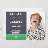 ゴールサッカー誕生日招待状（写真付） 招待状 (正面)