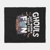 ゴールズジャストワンハローおもしろい – ハロウィンおもしろい引用文 フリースブランケット (正面(横))