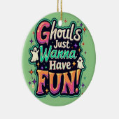 ゴールズジャストワンハングイおもしろい-レトロハロウィーンビベス セラミックオーナメント (右)