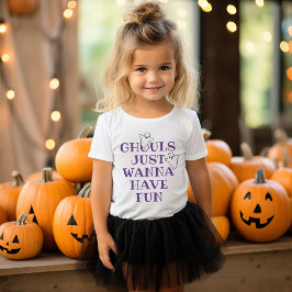 ゴールズ・ジャスト・ワナ・ハヴ・ファン ガールズ ホワイト ハロウィン トドラーTシャツ