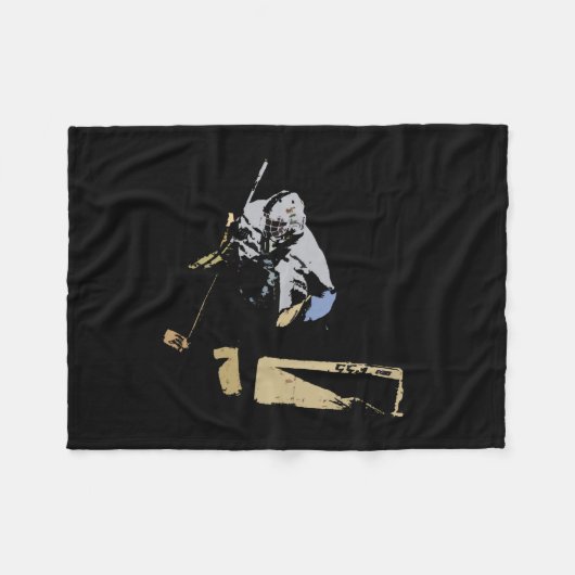 ゴールテンダー – ホッケープレーヤー フリースブランケット (正面(横))