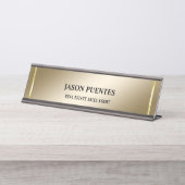 ゴールデエレガントモダンスク名プレート デスクネームプレート (正面)