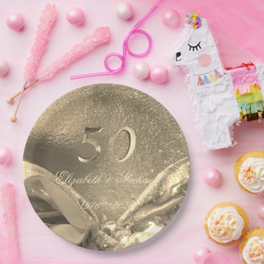ゴールデエレガントンの50周年記念パーティー ペーパープレート (パーティー)