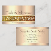 ゴールデエレガントンスタイルとグリッタースターシック爪、 ネイル 名刺 (正面/裏面)